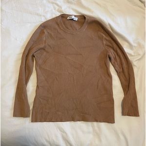 Zara ribbed 3/4 sleeve crew neck sweater